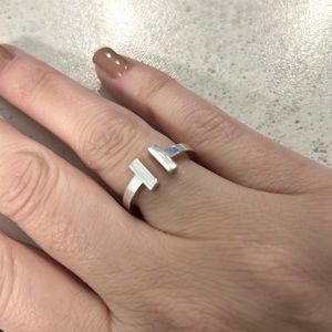 Authentic Tiffany & Co.”T” Square ring, sterling silver 925. Size 5.5. Like new!